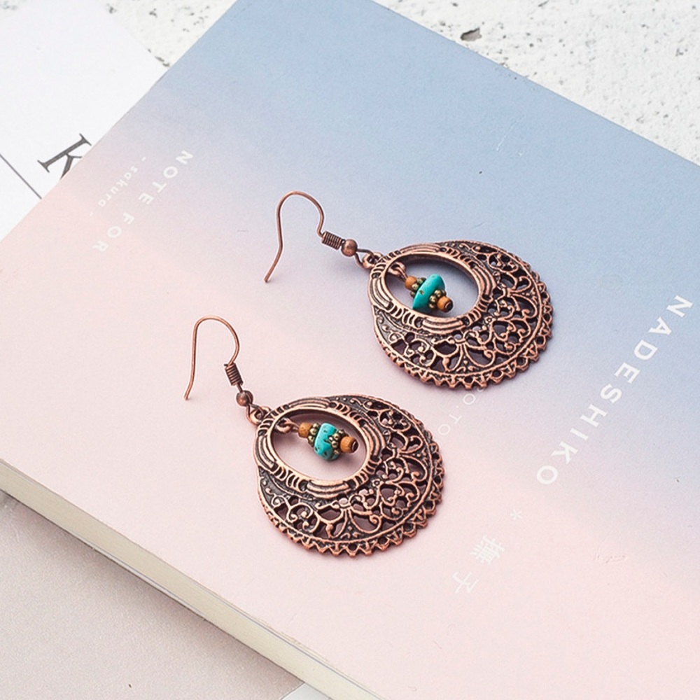 Any 2/$20! Copper Boho/Turquoise Openwork Earrings - Picture 4 of 10